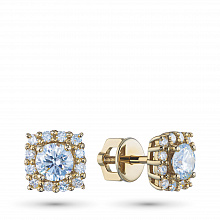 14K Yellow Gold Earring Studs with 26 Round-Cut Lab-Created Diamonds 1.164 CT.TW