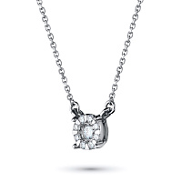 14K White Gold Necklace with 9 Round-Cut Lab-Created Diamonds 0.16 CT.TW - изображение 2
