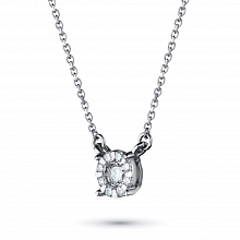 14K White Gold Necklace with 9 Round-Cut Lab-Created Diamonds 0.16 CT.TW
