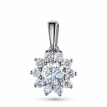 14K White Gold Pendant with 11 Round-Cut Lab-Created Diamonds 0.694 CT.TW