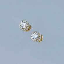14K Yellow Gold Earring Studs with 30 Round-Cut Lab-Created Diamonds 1.321 CT.TW