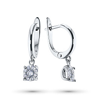 Sterling Silver Earrings with 18 Round-Cut Lab-Created Diamonds 0.357 CT.TW - изображение 1