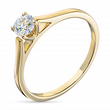 14K Yellow Gold Ring with 1 Round-Cut Lab-Created Diamond 0.34 CT.TW