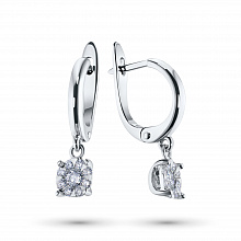 Sterling Silver Earrings with 18 Round-Cut Lab-Created Diamonds 0.358 CT.TW