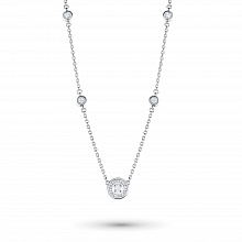 14K White Gold Necklace with 23 Round-Cut Lab-Created Diamonds 0.366 CT.TW