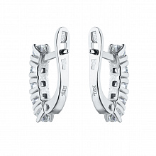 Sterling Silver Earrings with 10 Round-Cut Lab-Created Diamonds 0.855 CT.TW