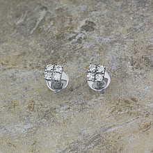 14K White Gold Earring Studs with 8 Round-Cut Lab-Created Diamonds 0.227 CT.TW