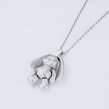 Sterling Silver Pendant with 2 Round-Cut Lab-Created Diamonds 0.015 CT.TW