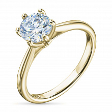 14K Yellow Gold Ring with 1 Round-Cut Lab-Created Diamond 0.82 CT.TW