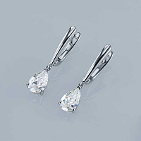 14K White Gold Earrings with 2 Pear-Cut Lab-Created Diamonds 2.01 CT.TW - изображение 4