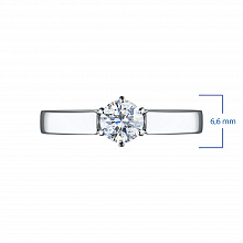 14K White Gold Ring with 1 Round-Cut Lab-Created Diamond 0.573 CT.TW