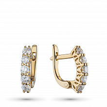 14K Yellow Gold Earrings with 10 Round-Cut Lab-Created Diamonds 0.787 CT.TW