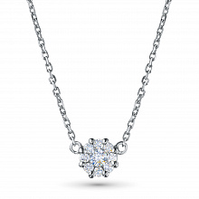 Sterling Silver Necklace with 9 Round-Cut Lab-Created Diamonds 0.214 CT.TW