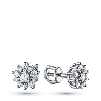 Sterling Silver Earring Studs with 22 Round-Cut Lab-Created Diamonds 0.539 CT.TW - изображение 1