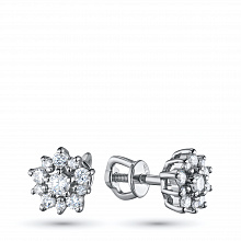 Sterling Silver Earring Studs with 22 Round-Cut Lab-Created Diamonds 0.457 CT.TW