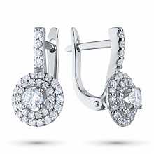 14K White Gold Earrings with 74 Round-Cut Lab-Created Diamonds 0.847 CT.TW