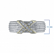 14K White and Yellow Gold Ring with 10 Round-Cut Lab-Created Diamonds 0.099 CT.TW