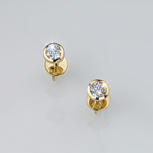 14K Yellow Gold Earring Studs with 2 Round-Cut Lab-Created Diamonds 0.689 CT.TW