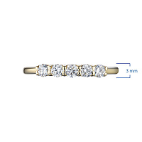14K Yellow Gold Ring with 5 Round-Cut Lab-Created Diamonds 0.427 CT.TW - изображение 3