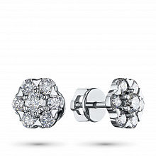 14K White Gold Earring Studs with 14 Round-Cut Lab-Created Diamonds 1.97 CT.TW