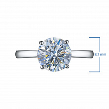 14K White Gold Ring with 1 Round-Cut Lab-Created Diamond 2.1 CT.TW