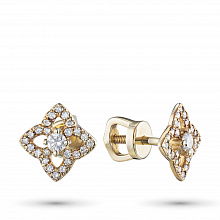 14K Yellow Gold Earring Studs with 50 Round-Cut Lab-Created Diamonds 0.466 CT.TW