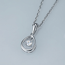 Sterling Silver Pendant with 1 Round-Cut Lab-Created Diamond 0.091 CT.TW