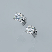 Sterling Silver Earring Studs with 18 Round-Cut Lab-Created Diamonds 0.419 CT.TW