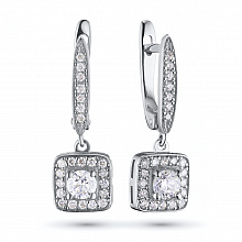 14K White Gold Earrings with 48 Round-Cut Lab-Created Diamonds 0.481 CT.TW