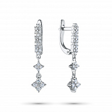 Sterling Silver Earrings with 48 Round-Cut Lab-Created Diamonds 0.651 CT.TW