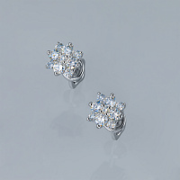 Sterling Silver Earring Studs with 18 Round-Cut Lab-Created Diamonds 0.514 CT.TW - изображение 4