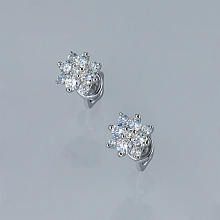 Sterling Silver Earring Studs with 18 Round-Cut Lab-Created Diamonds 0.52 CT.TW