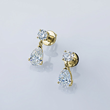 14K Yellow Gold Earring Studs with 4 Round-Cut Lab-Created Diamonds 2.79 CT.TW