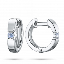 Sterling Silver Earrings with 2 Round-Cut Lab-Created Diamonds 0.171 CT.TW