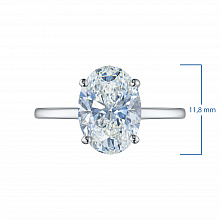 14K White Gold Ring with 1 Oval-Cut Lab-Created Diamond 1.02 CT.TW