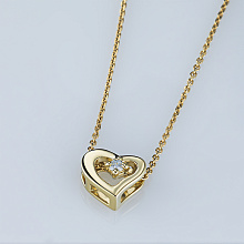 14K Yellow Gold Pendant with 1 Round-Cut Lab-Created Diamond 0.053 CT.TW