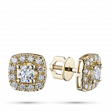 14K Yellow Gold Earring Studs with 26 Round-Cut Lab-Created Diamonds 1.479 CT.TW