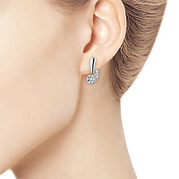 Sterling Silver Earrings with 14 Round-Cut Lab-Created Diamonds 0.423 CT.TW - изображение 3