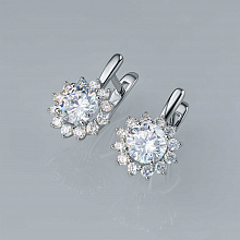 14K White Gold Earrings with 26 Round-Cut Lab-Created Diamonds 2.97 CT.TW