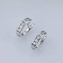 Sterling Silver Earrings with 10 Round-Cut Lab-Created Diamonds 0.521 CT.TW