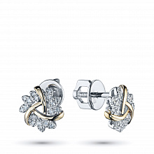 14K White and Yellow Gold Earring Studs with 36 Round-Cut Lab-Created Diamonds 0.221 CT.TW