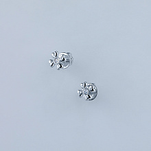 14K White Gold Earring Studs with 2 Round-Cut Lab-Created Diamonds 0.015 CT.TW