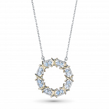 14K White and Yellow Gold Necklace with 16 Round-Cut Lab-Created Diamonds 0.74 CT.TW
