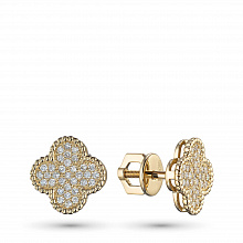 14K Yellow Gold Earring Studs with 66 Round-Cut Lab-Created Diamonds 0.454 CT.TW