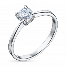 14K White Gold Ring with 1 Round-Cut Lab-Created Diamond 0.485 CT.TW