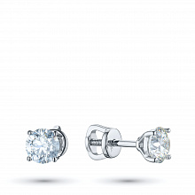 14K White Gold Earring Studs with 2 Round-Cut Lab-Created Diamonds 1.08 CT.TW