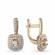 14K Yellow Gold Earrings with 96 Round-Cut Lab-Created Diamonds 0.658 CT.TW