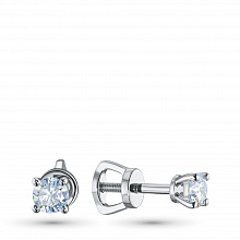 Sterling Silver Earring Studs with 2 Round-Cut Lab-Created Diamonds 0.512 CT.TW