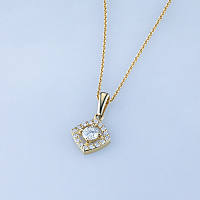 Yellow Gold Pendant with 17 Round-Cut Lab-Created Diamonds 0.363 CT.TW - изображение 4