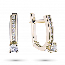 14K Yellow Gold Earrings with 14 Round-Cut Lab-Created Diamonds 0.588 CT.TW